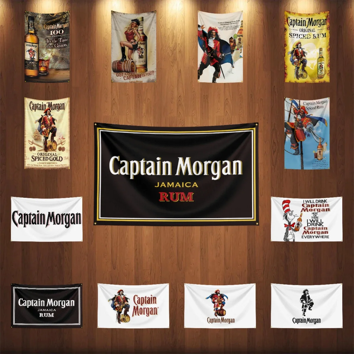 3×5ft C-Captain Morgans rum Flag Polyester Printed Alcohol Wine Banner For Decor Drink rum Beer Flag