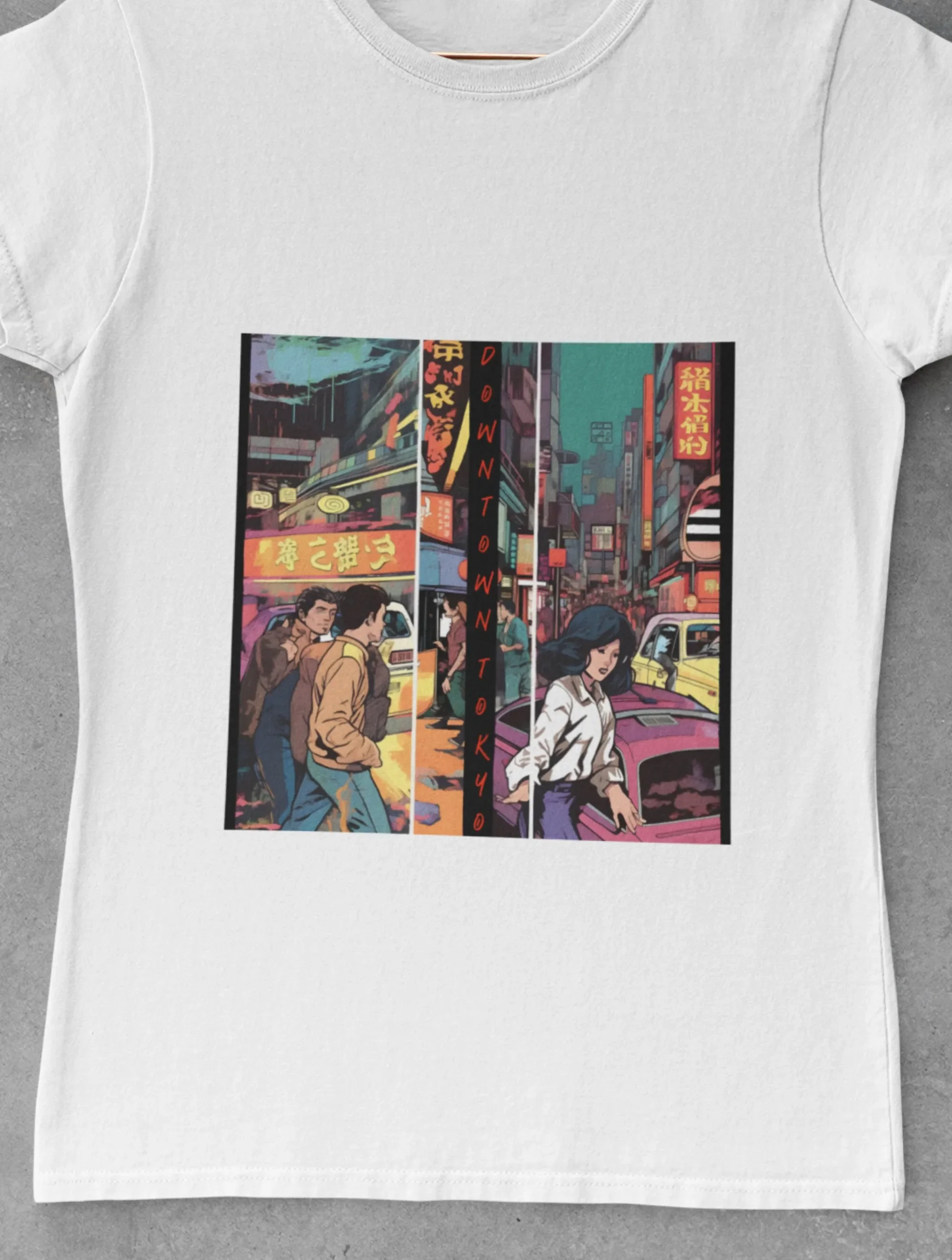 Camiseta Tokyo Nights de algodón pesado con estampado de cómic de acción, viajes, metrópolis, dibujos animados, Japón