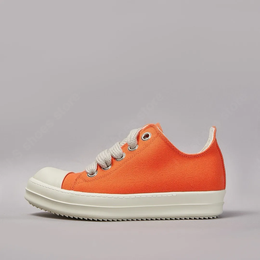 

Ricks Men Shoe Brand RO Orange Canvas Shoes Women Shoes Owens Low Top Sneaker Luxury Casual Shoes Jumbo Laces Flat Sneakers