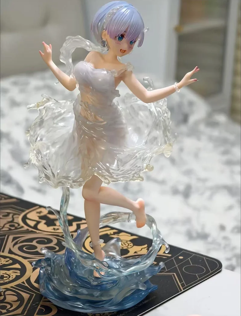

24cm Re:Zero - Starting Life In Another World Rem 1/7 Aqua Dress Kawaii Anime Figure Toys Collectible Model Boys Gifts