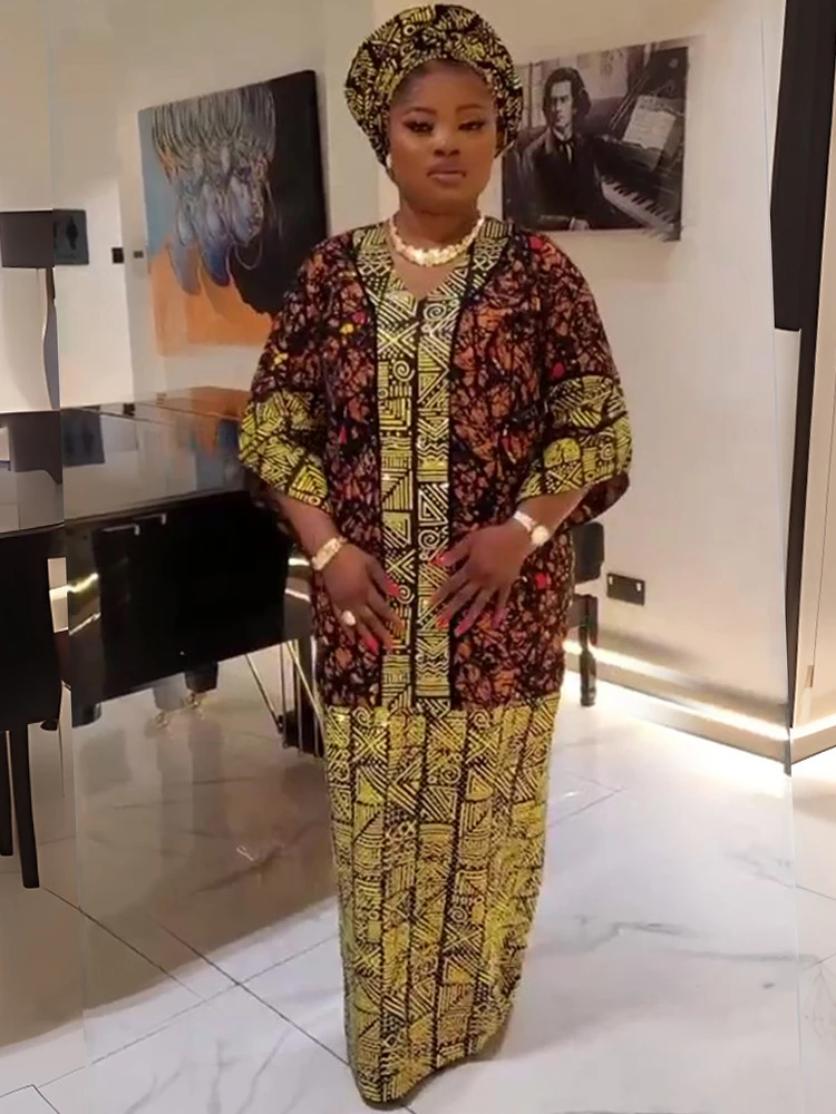 

Traditional African Dresses For Women Dashiki Print Ankara Outfits Wedding Party Evening Gown Plus Size Maxi Dress Dubai Abayas