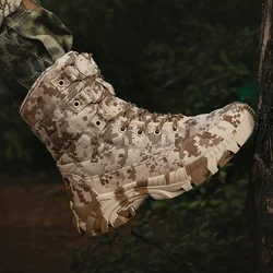 New Men's Motorcycle Boots Camouflage High Cut Breathable Motorcycle Boots Anti Slip Outdoor Hiking Boots Alum Fishing Boots Hi