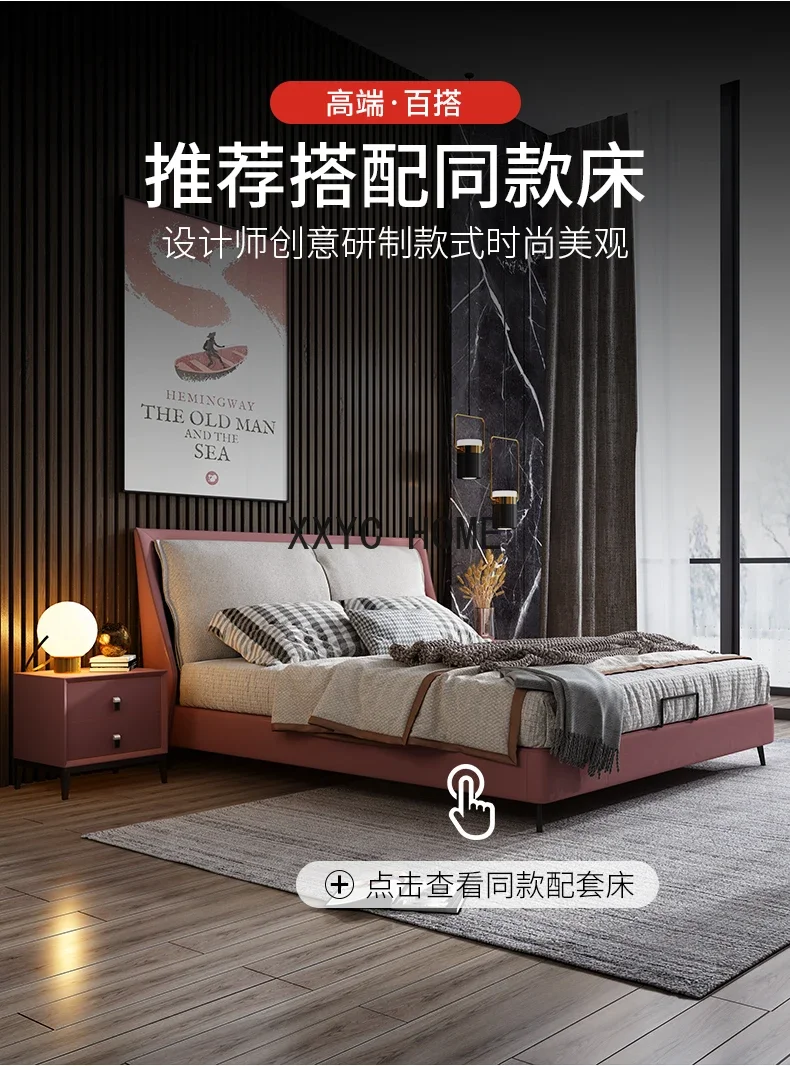 Comodino in legno massello leggero di lusso nordico per la casa camera da letto piccolo armadietto in pelle