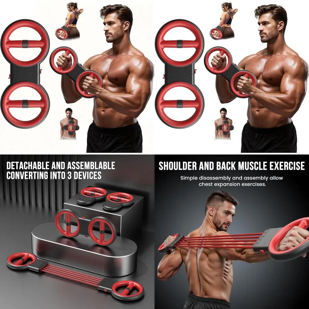 

3-in-1 Upper Body Strength Trainer - Detachable Rotator Burn Machine, 360°Hand-Crank Forearm Trainer & Resistance Band, Portable