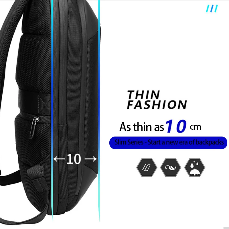 Unisex Lightweight Expansível Laptop Bag, Mochila de Negócios Simples, Seção Fina, Casual, Escola, Estudantes, Hot, 14"