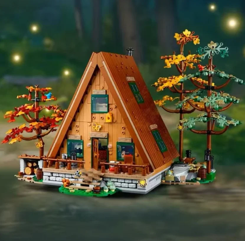 2024 NEW A- Frame Cabin Forest House Compatible 21338 Building Blocks stock Street View Bricks Toy For Children Gift