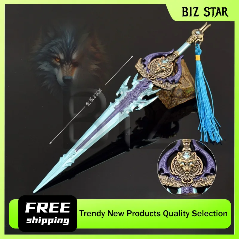 23 cm/9.06in Koud Wapen Model Originele Kleine Mes Craft Ornament Frostwolf Tanden Metalen Speelgoed Zwaard en Blade Desktop display Gift