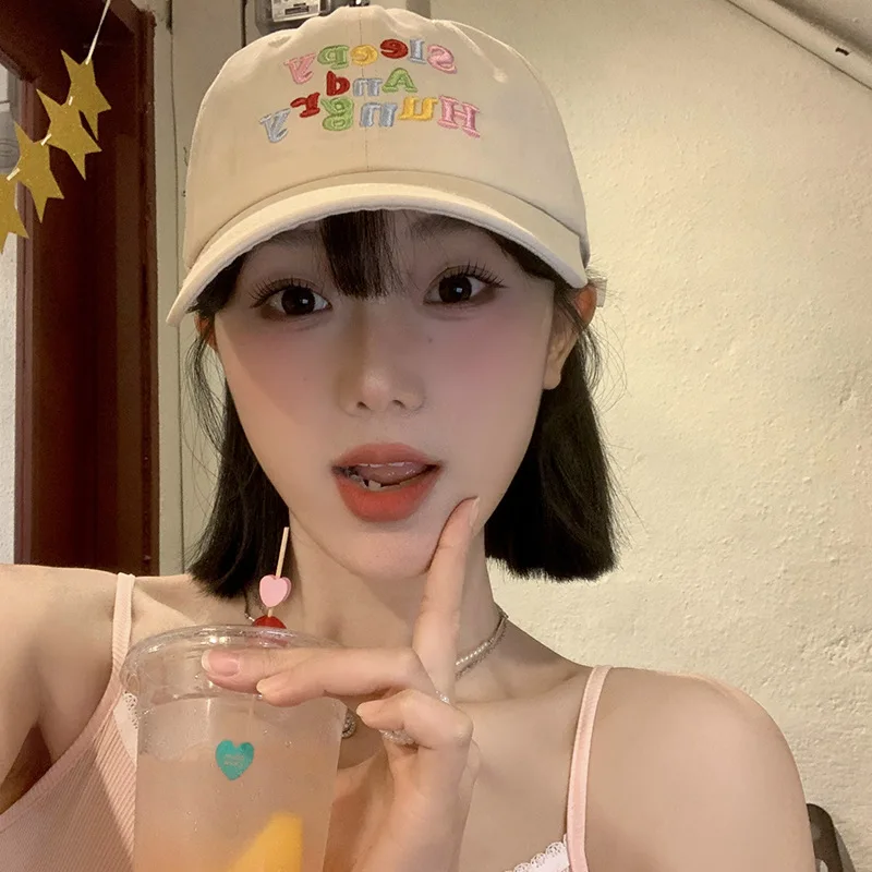 Sleepy and Hungry Embroidered Dad Hat Funny Baseball Cap Adjustable Unisex Cotton Cap Women Men Casual Distressed Vintage Hat