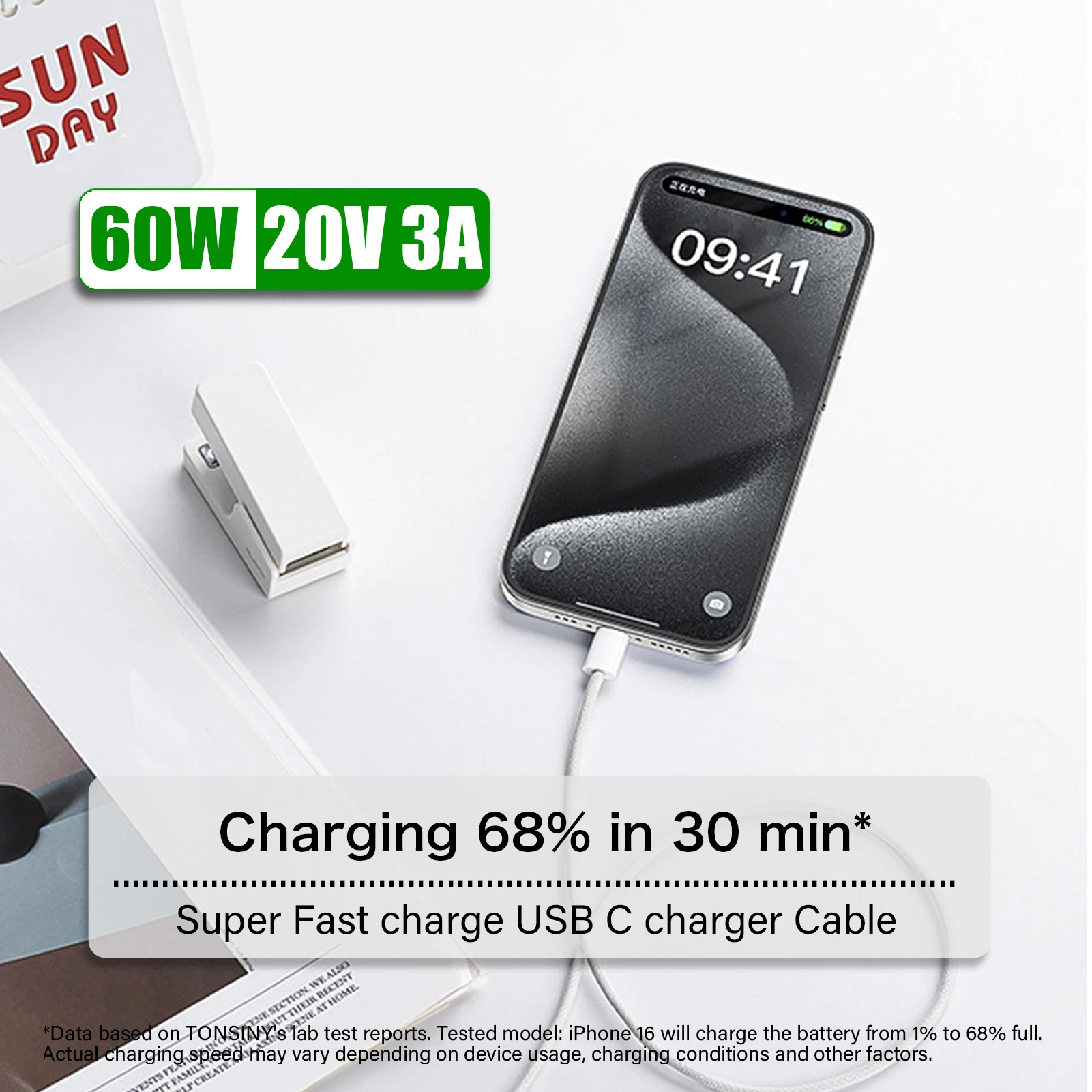 Cable USB-C Original de 60W para Apple iPhone Air 17 16 15 cable para Samsung Honor Xiaomi Google tipo C línea de tejido eyector de tarjeta sim