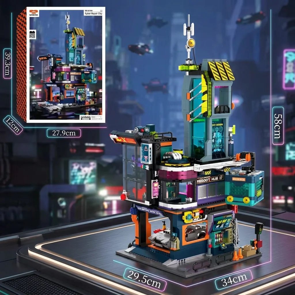    Cyberpunk House Bouwstenen Set Stad Architectuur Assemblagemodel Bricks Kit Desktop Decoratie Creatief Speelgoed Cadeau voor volwassenen