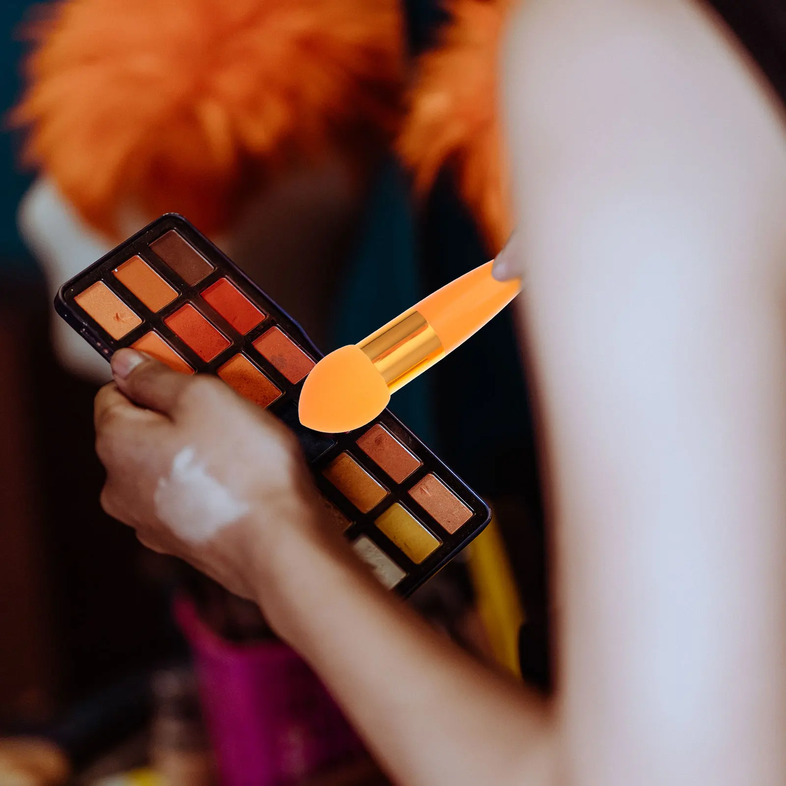 

3 Pcs Beauty Pen Set Professional Use Makeup Tools Brush Sponge Orange Foundation Emulsion