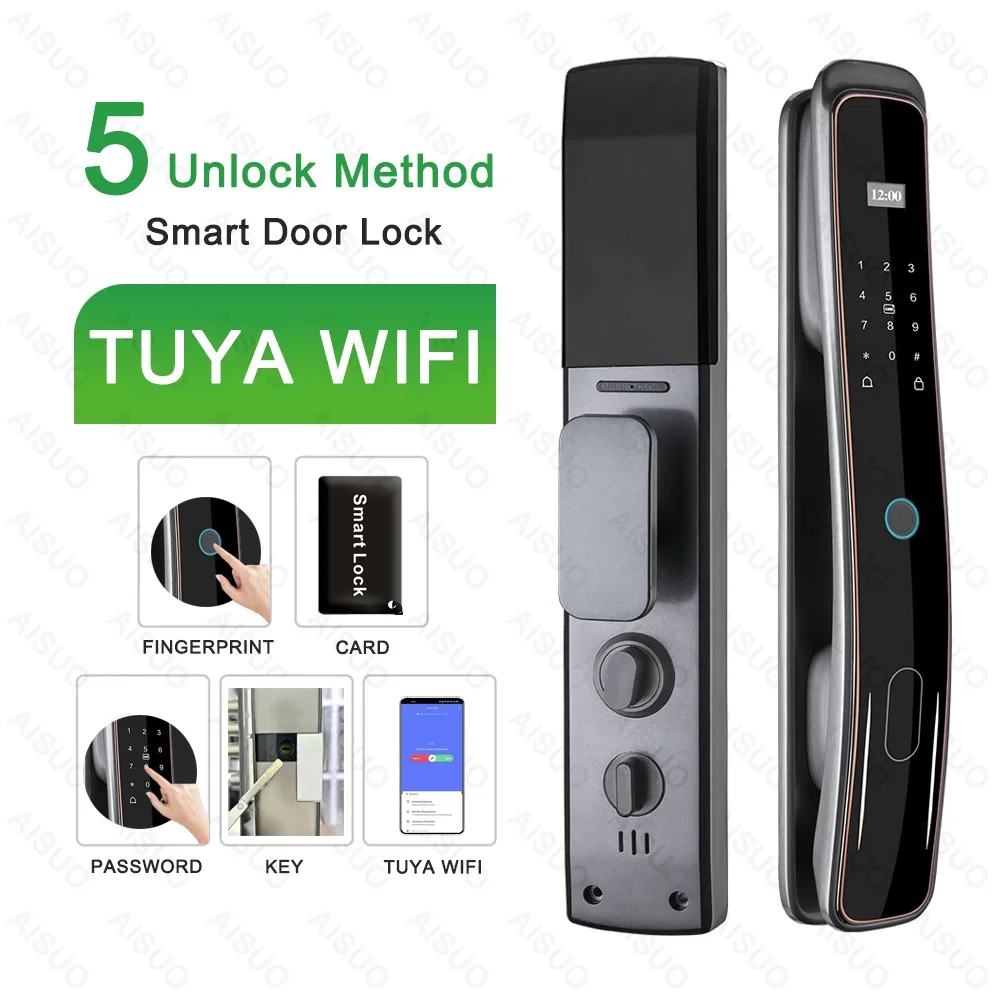 AISUO WiFi Video Door Phone Intercom Smart Locks Compatible Keyless Entry Cerraduras Inteligentes Puerta Exterior Smart Lock