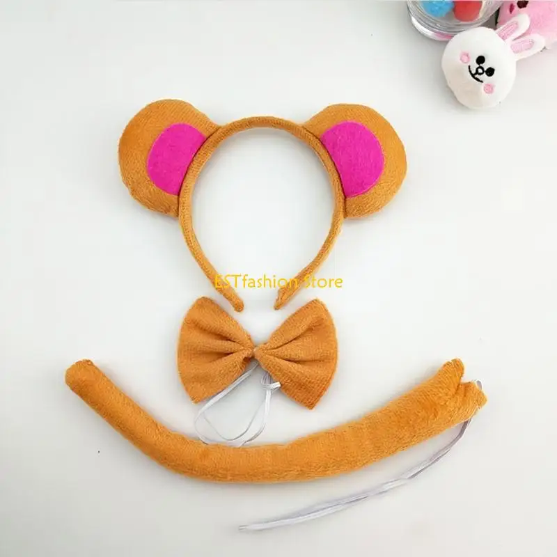 

Y5GC Animal Jungle Ear Headbands Cartoon Animal Ear Hairbands Costume Set