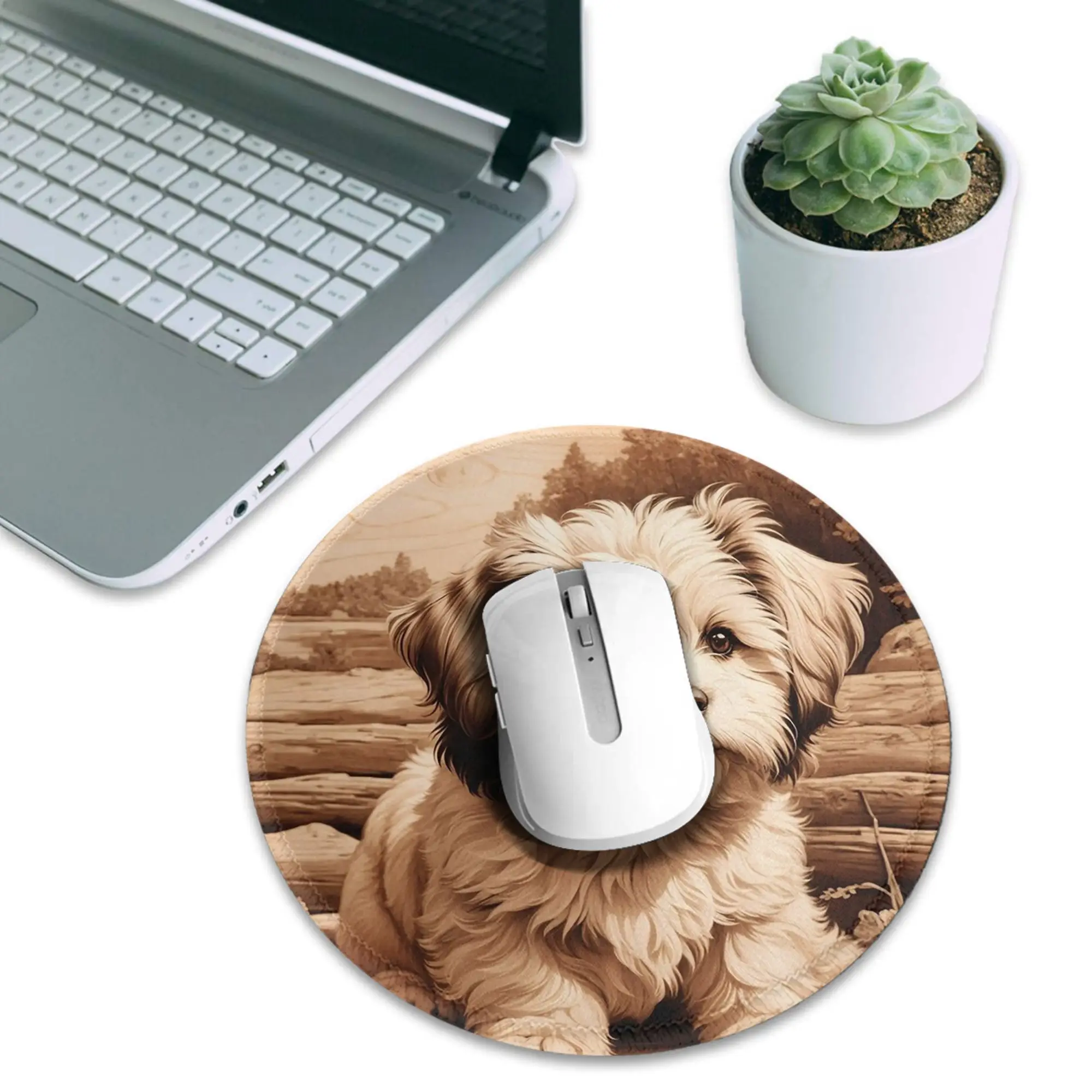 Havanese The Joyful Spirit of Wood Mouse Pad Computer Keyboard Mouse Mat Gamer PC Laptop Desk Mat Office Accessories Table Mats
