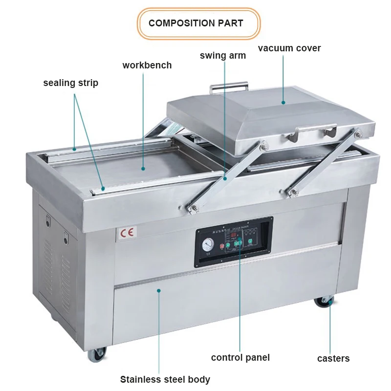 Double Chamber Vacuum Packaging Machine Commercial Large-Scale Fully Automatic Vacuum Sealing Machine