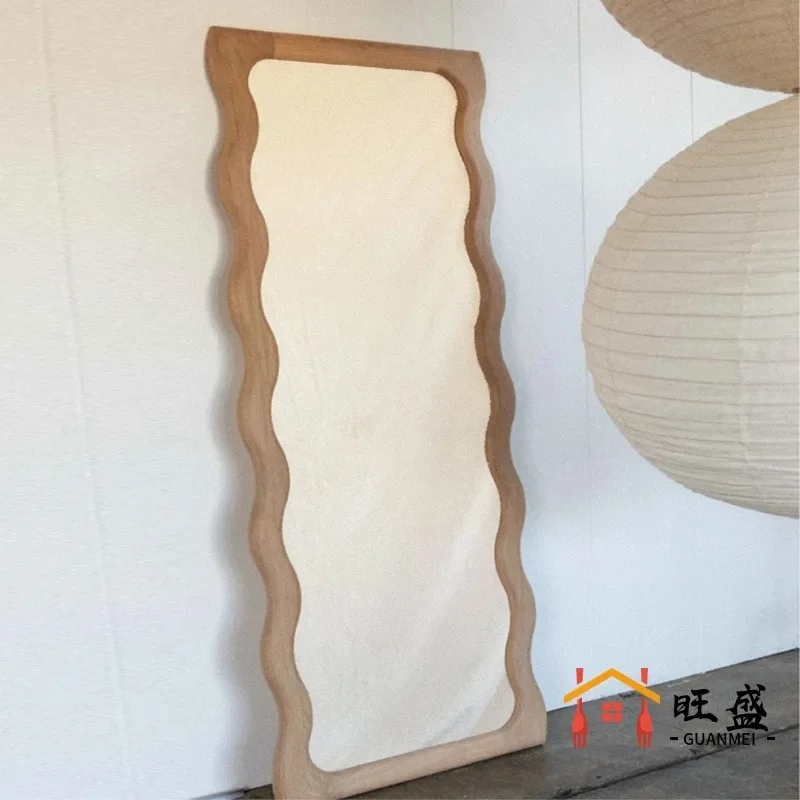 Nordic full-length mirror creative wave simple ins style floor mirror wall mounted light luxury bedroom home dressing mirror