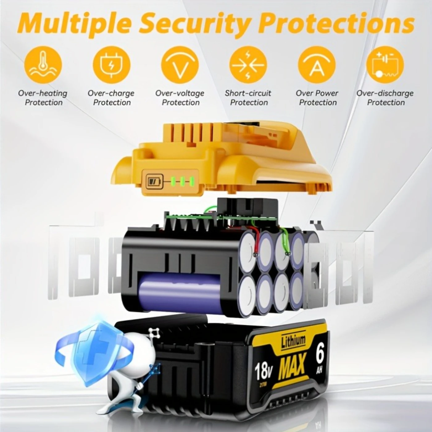 

100% Original 2PCS 12.0Ah 18V for Dewalt Power Tool Battery DCB206 20V 6000mAh Battery DCB200 20V Battery DCB206 DCB205 DCB184
