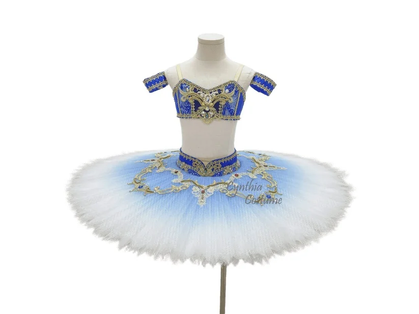 

Blue Separated Crop Top With Bodice Hooks La Bayadere Ballet Professional Tutu Ballet Spanish Dance Costume for girls