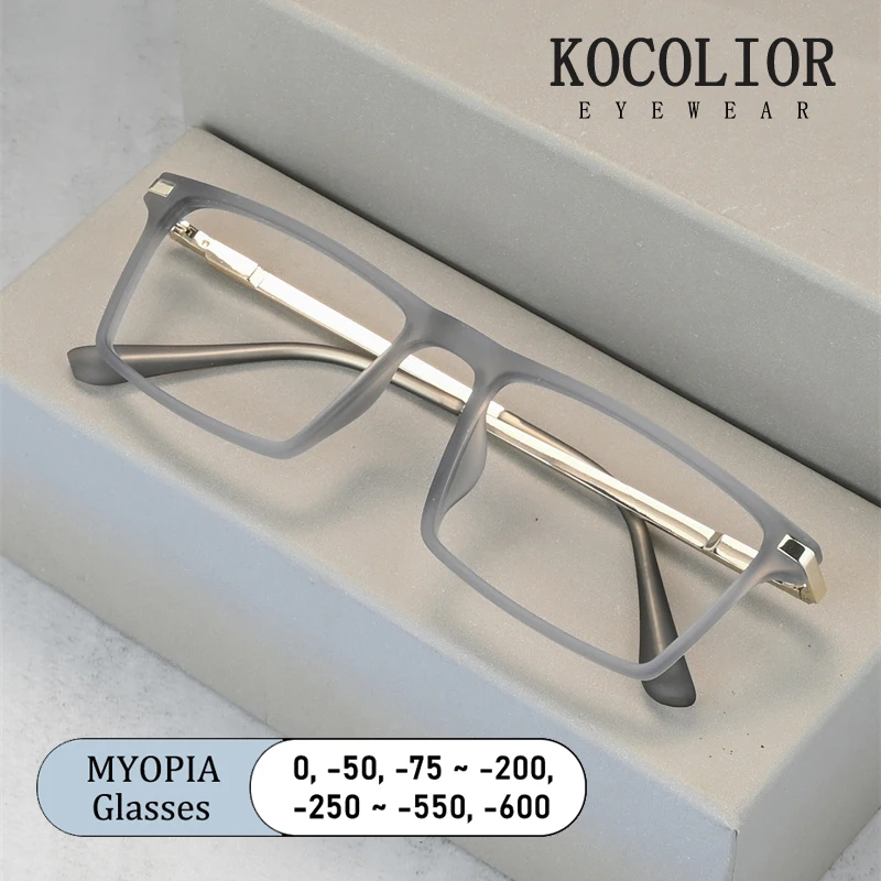 Frosted Square Narrow Frame Myopia Glasses Custom Prescription Sunglasses Photochromic Anti Blue Light Women Near Sight Eyewear