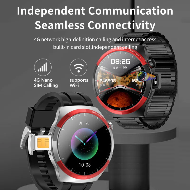 4G Net Smart Watch Android SIM Card Dual Cameras Face Unlock Call GPS Wifi Bluetooth Smartwatch Support Google Play Download APP