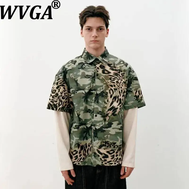 WVGA Spring Autumn New Men's Loose Fit Camouflage Printed Versatile Trendy Long Sleeved Shirts Niche Chic Casual Tops Ins W26044