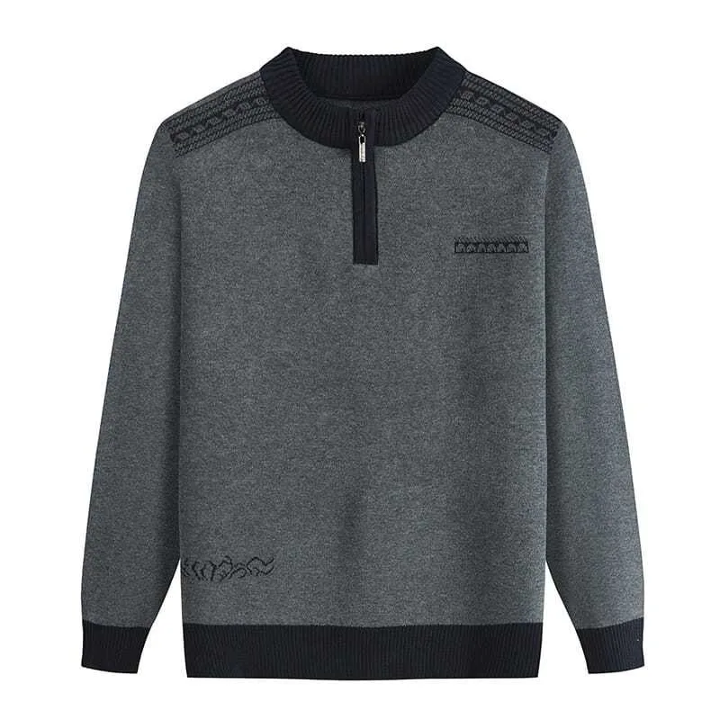 Middle-aged Elderly Men's Winter Clothing Autumn Clothing Middle-aged Zipper Pullover Sweaters Men's Tops