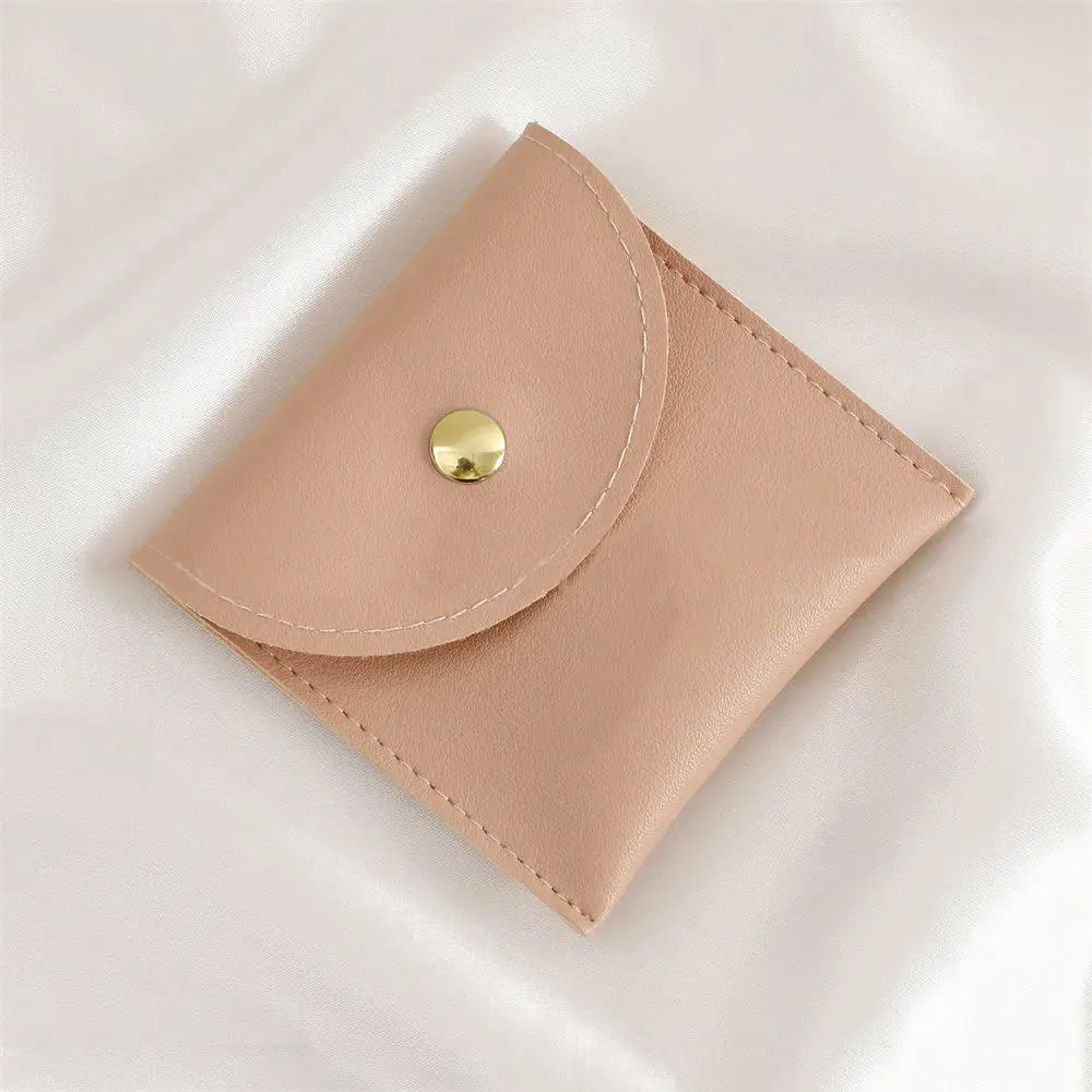 1pcs Pu Leather Jewelry Packaging Bags Necklace Ring Bracelet Earrings Organizer Storage Snap High End Mini Gifts Jewelry Pouch