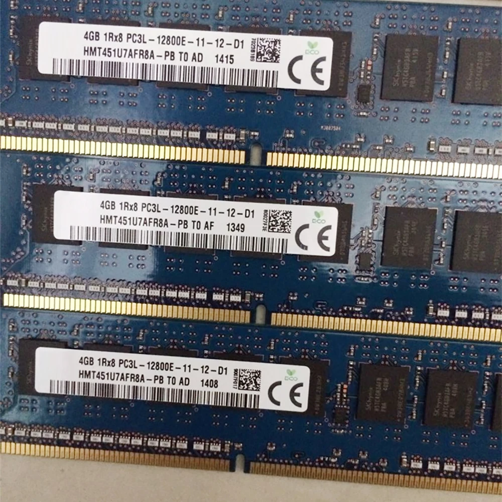 1PCS 4GB 1Rx8 PC3L-12800E 4G DDR3L 1600 ECC RAM For SK Hynix Memory