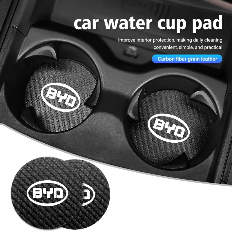 2Pcs Waterproof Heat Resistant Car Cup Holder Pad for BYD Tang EV Han EV Song Pro Yuan UP Auto Accessories