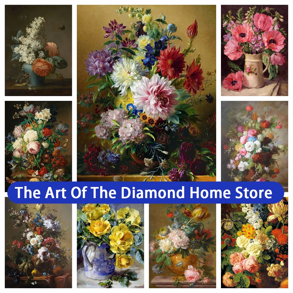 

Oil Painting Art Flower 5D DIY AB Diamond Painting Plant Cross Stitch Embroidery Picture Mosaic Full Drill Craft Home Decor Gift