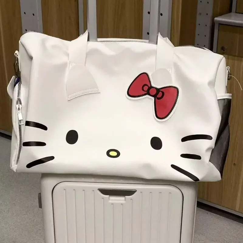 White Hello Kitty One Shoulder Crossbody Bag Large Capacity Tote Bag Handheld Student Female Travel Bag Fitness Bag Kawaii Bags