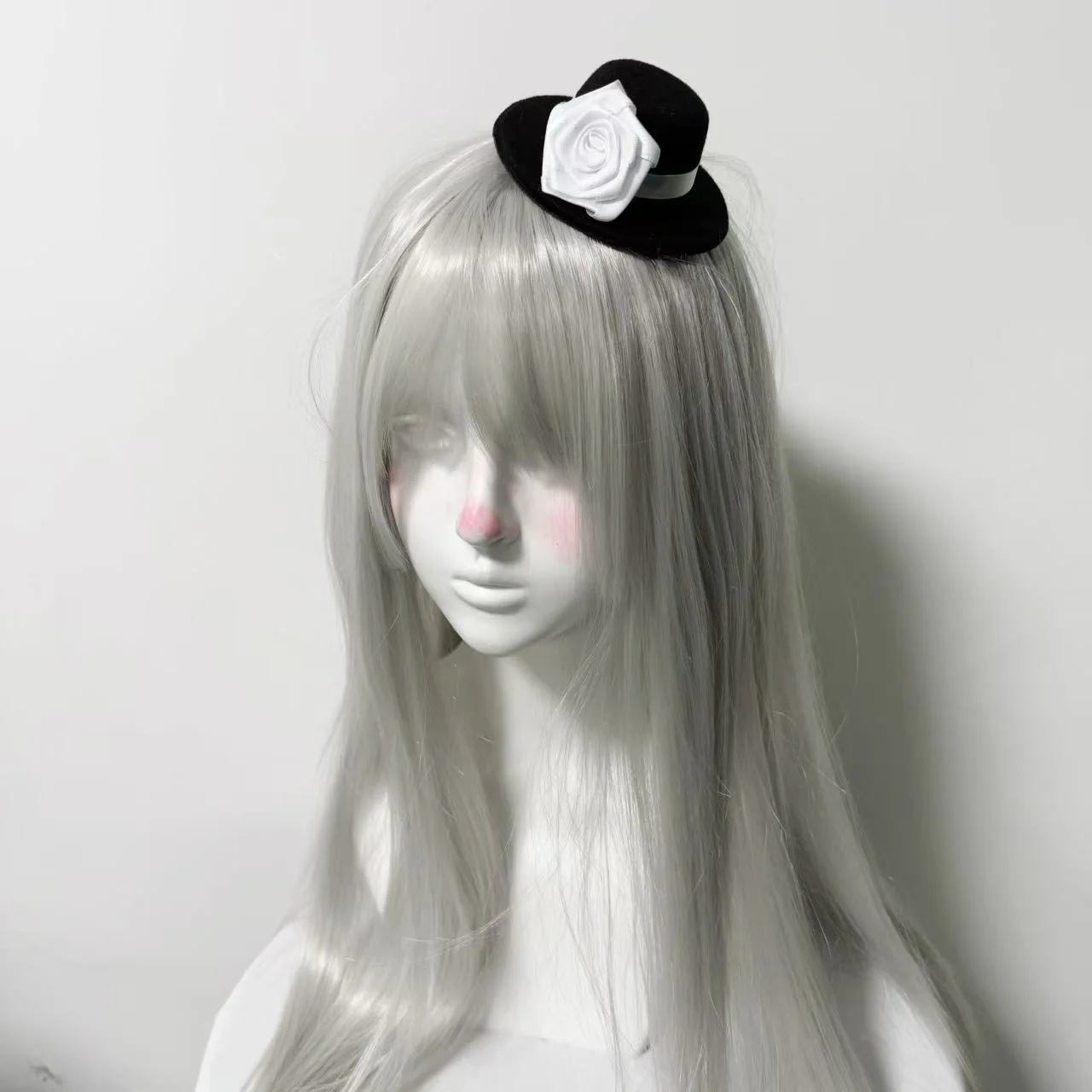 ロリータ ゴシック ヘッドピース ブラック ホワイト ローズ ヘアピン ミニ フラット ハット ヘア アクセサリー Y2K スパイシー ガール ヘア クリップ