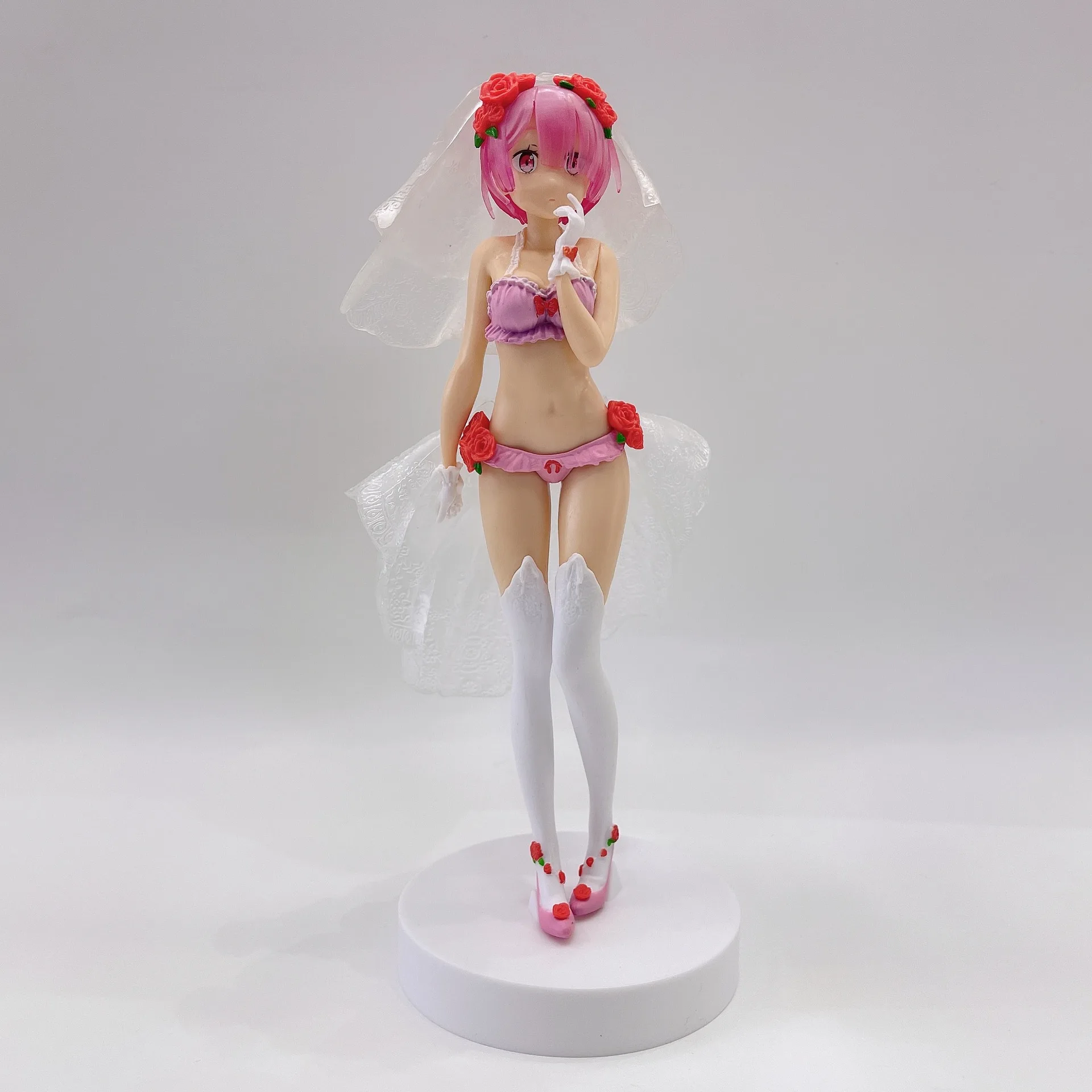 25CM Anime Figure Rem Re:Life In A Different World From Zero Sexy Tulle Swimsuit Stadding Pose Model Dolls Toy Gift Collect Box