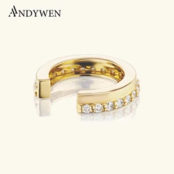 ANDYWEN 925 Sterling Silver 2023 Gold C Clear Zircon CZ Earcuff No Piercing Piercing Ear Cuff Earring Circle Women Luxury