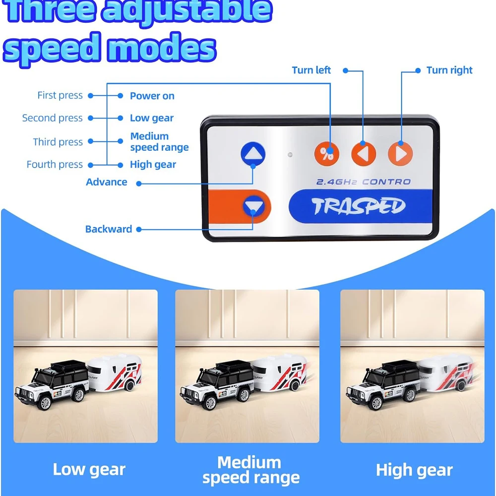 New Mini RC Car 2.4Ghz 1:64 Adjustable Speed Mini Alloy Off-Road Remote Control Trailer Vehicle Gift Toys for Kids