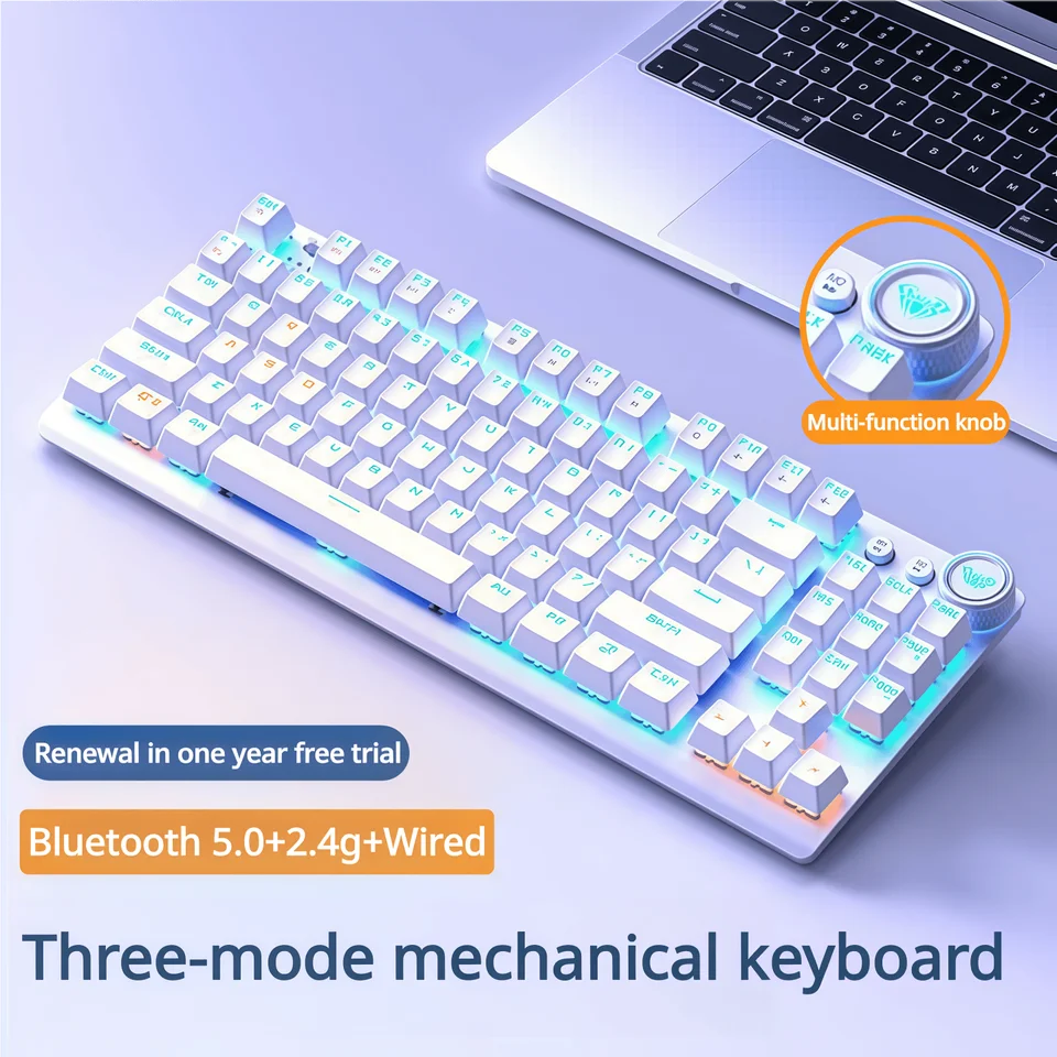 AULA F3001 メカニカルキーボード Bluetooth ワイヤレス 3 モード金属