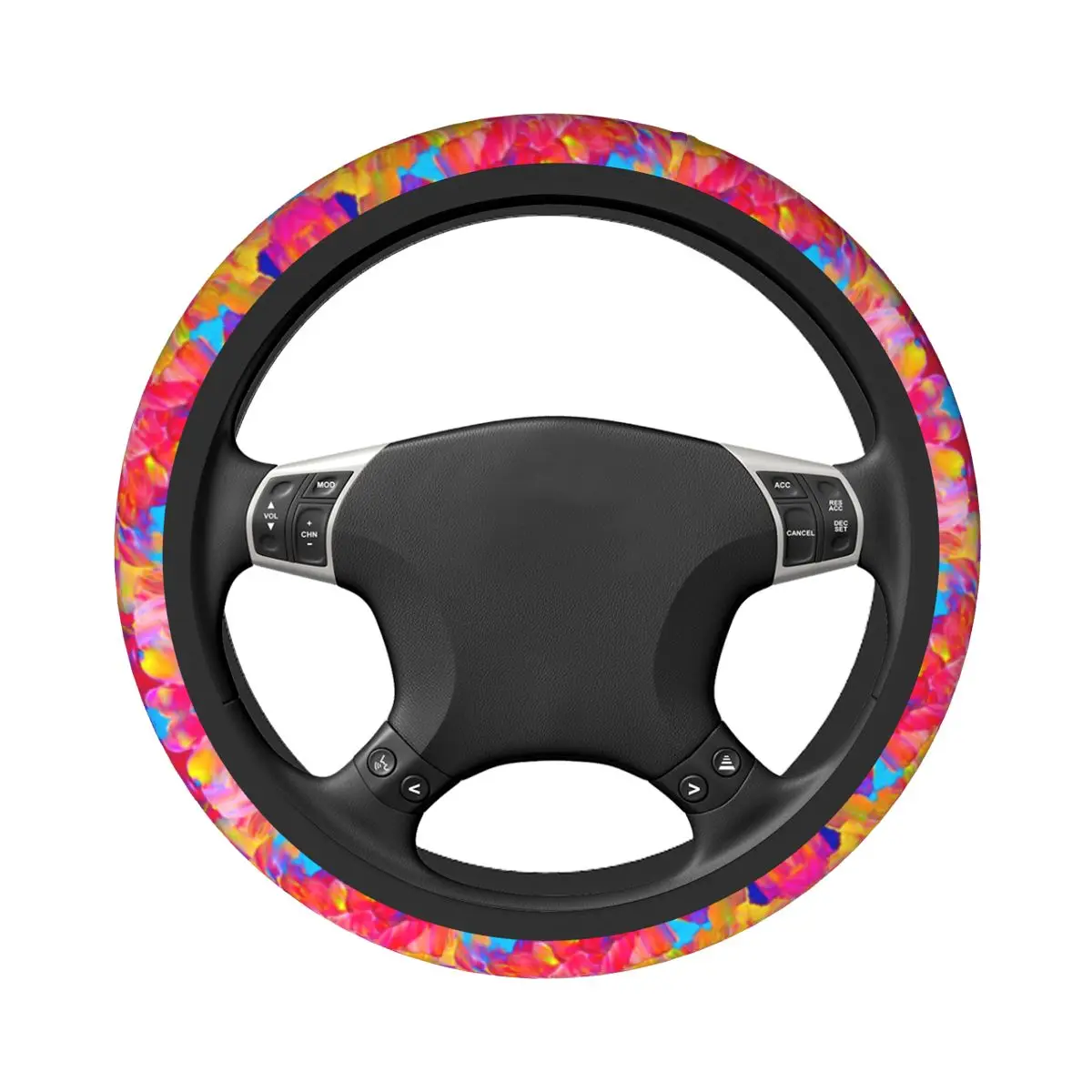 Floral Fantasy Car Steering Wheel Cover 37-38 Anti-slip Bold Abstract Pink Steering Wheel Protective Cover Auto Car Accessories