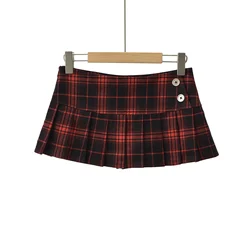 Summer Mini Skirts For Woman Korean Fashion Red Plaid Skirts Women Y2k Skirts Pleated Pleated Skirts Vintage Preppy Style