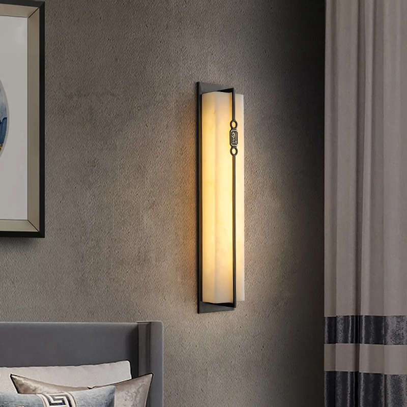 TEMAR Brass Wall Light LED Modern Luxury Marble Sconces Fixture Indoor Decor for Home Bedroom Living Room Corridor