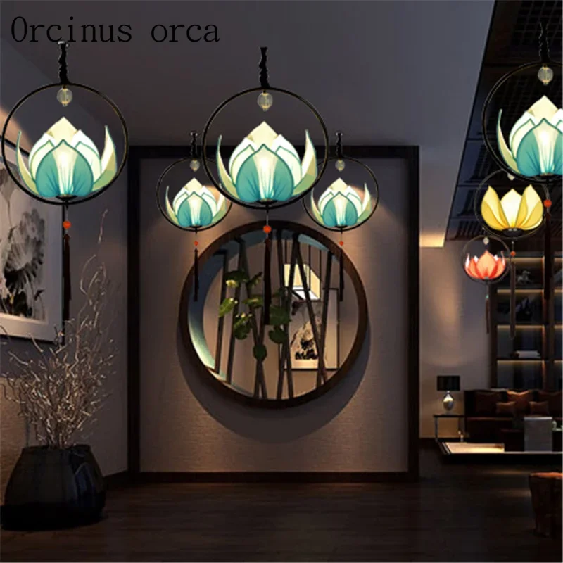 

Modern new Chinese style chandelier creative personality decorative lotus lamp imitation classical aisle Restaurant Restaurant L