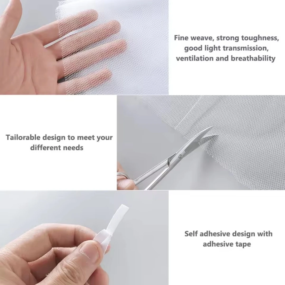 Anti Fly Mosquito Net DIY Self-Adhesive Fly Mosquito Window Net Mesh Mosquito Insect Bug Net Curtains for Windows