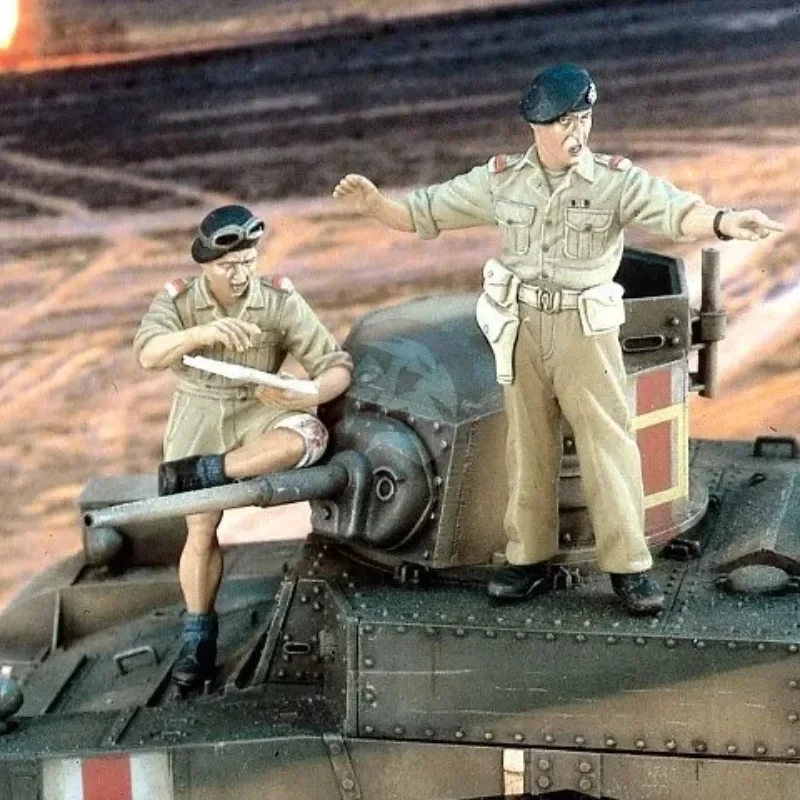 

1/35 Scale British Tankers in North Africa WWII (2 Figures) (No Map) Resin Figure Military Model Kit Unassembled Unpainted N061