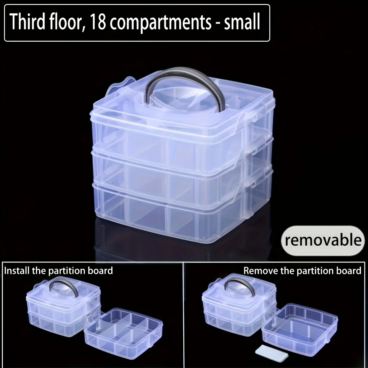 3-lagige transparente Aufbewahrungsbox mit 18 Fächern, Schmuck- und Spielzeug-Aufbewahrungsbox, geeignet für die Küche, Schmuck-Organizer – Detail 6