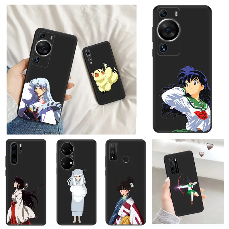 Matte Phone Case for Huawei P20 Pro P Smart P40 P30 Moto G30 G31 G200 One Fusion Inuyasha Higurashi-Kagome Soft Black Case Funda