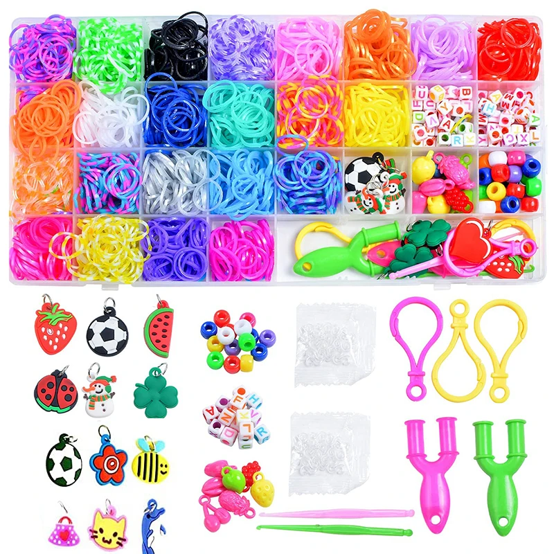 Buntes Loom Bands Set Bonbonfarben Armband-Bastelset DIY Gummiband Gewebtes Armband-Set Mädchen Bastelspielzeug Geschenke