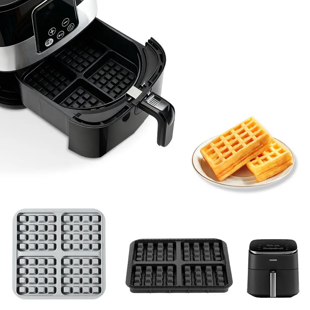 1PC Air Fryer Silicone Biscuit Mold Set Square Waffle Model Non-stick Baking Tray Compatible For Pancakes Baking Accessories