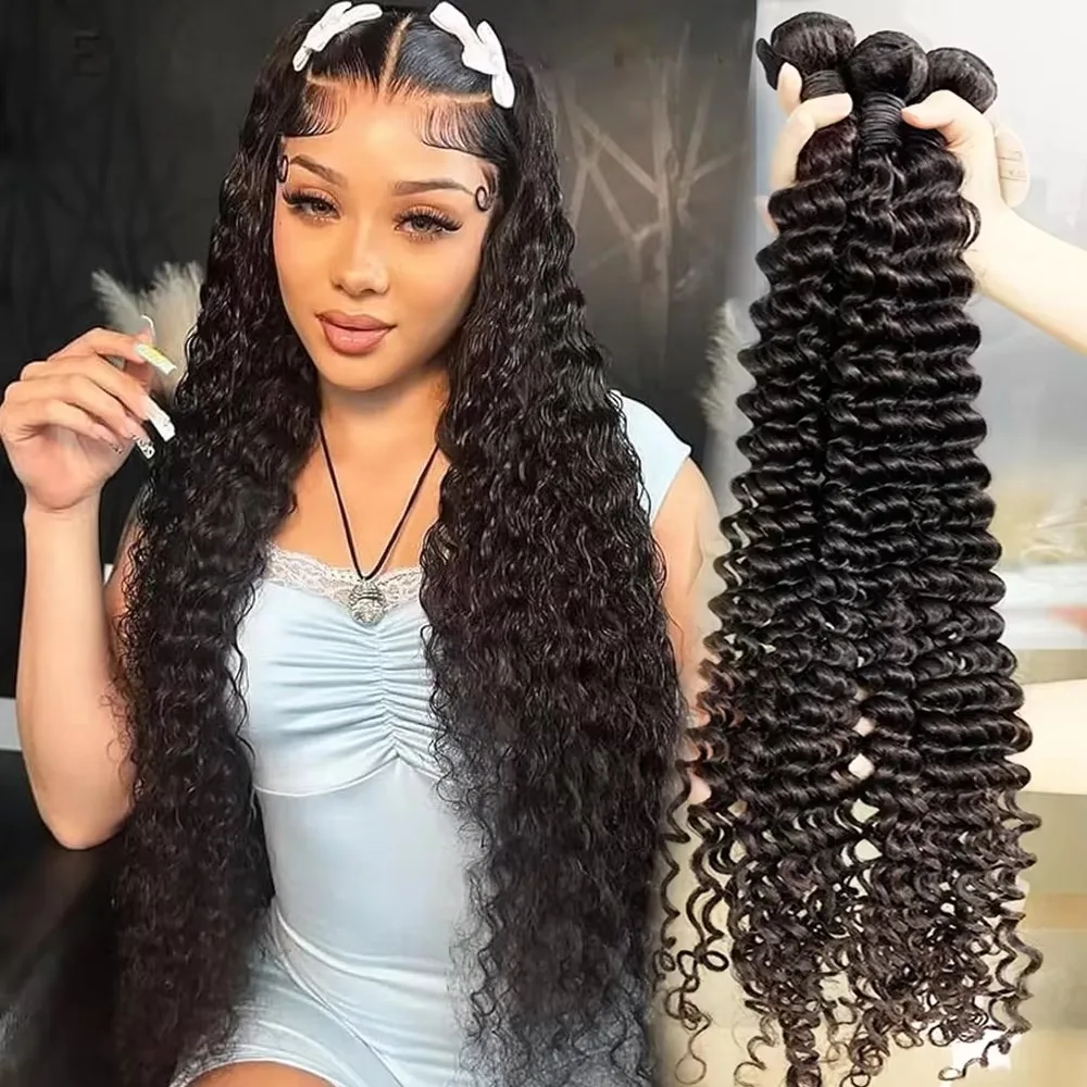 Human Hair Bundles Water Wave 40 inch Virgin Human Hair 2/5 Bundles For Women Sew In Quick Weave Raw Hair Extensions