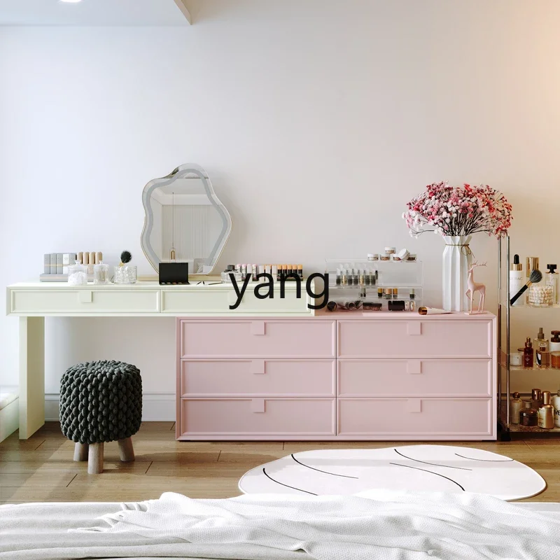 LH cream wind solid wood cosmetic cabinet dresser bedroom simple storage corner chest retractable