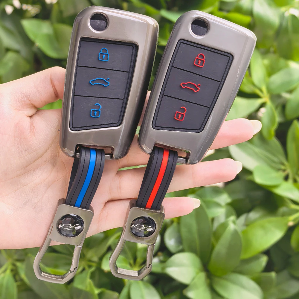 3 Buttons Zinc Alloy Remote Flip Key Case Cover For VW Polo Golf 7 Tiguan Jetta GTI Fob Sleeve 2015 2016 2017 2018 2019 2020