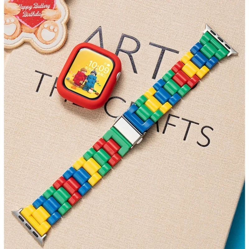 Y2k Korea Sommer Farben Spleißen Strap Für Apple Uhr Band 46mm 42 45 41 38 49 42 44mm Armband iWatch Serie 10 9 8 7 6 5 4 SE
